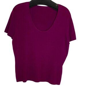 Womens Plum Silk/Nylon Short Sleeve Scoop Neck Knit Tank Size M